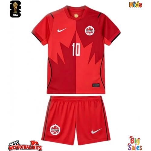 Canada Jonathan David #10 Replica Home Stadium Kit for Kids World Cup 2026 Short Sleeve (+ pants)